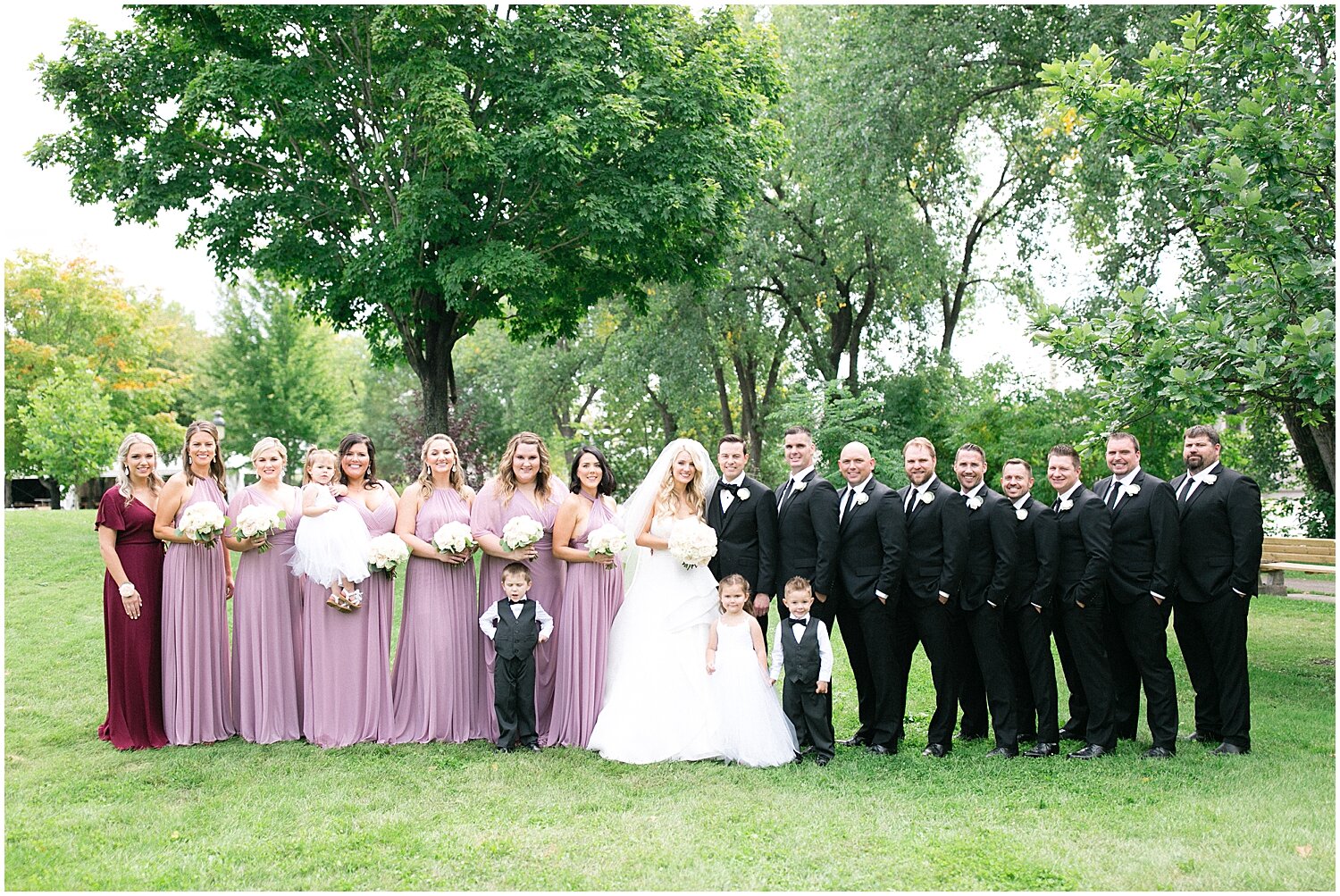  bride and groom with the bridal party 