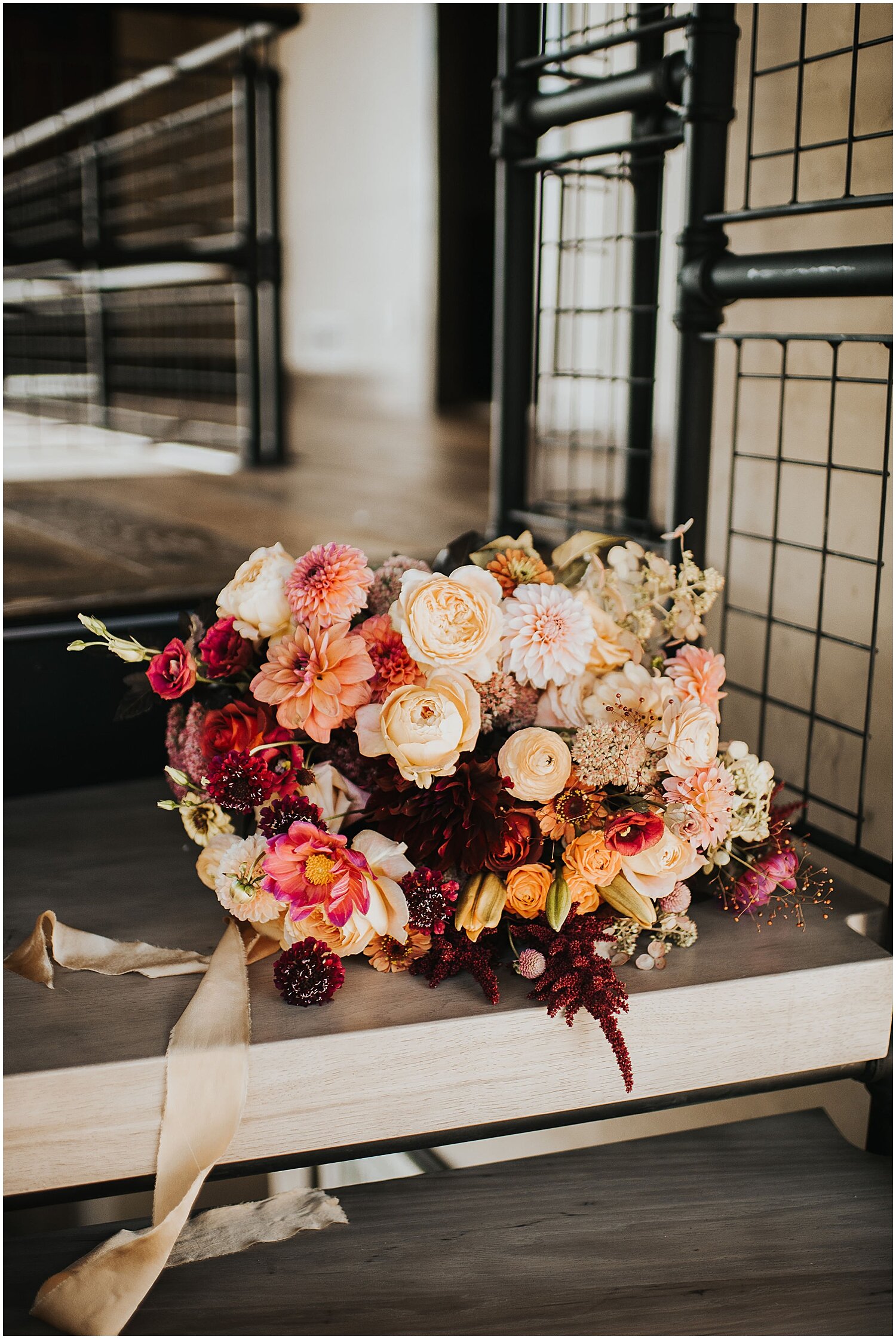  bridal bouquet with warm colored floral 