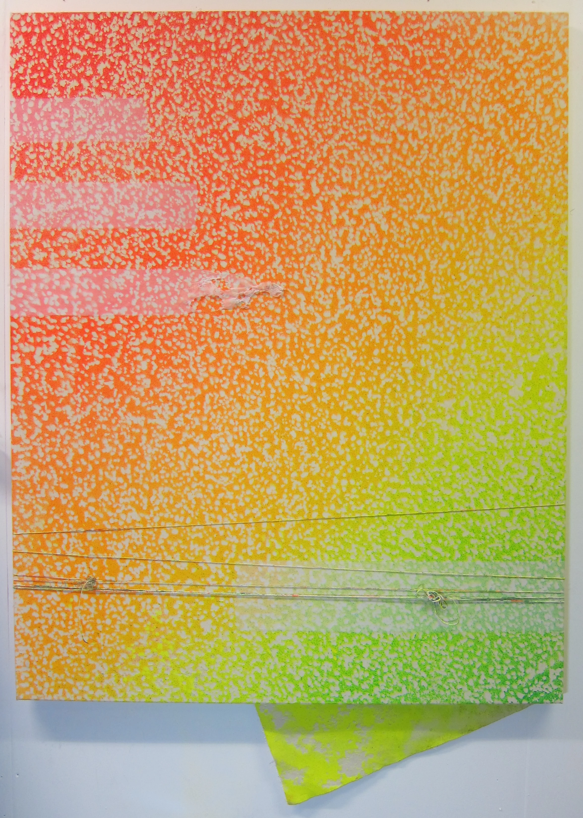 Fluro Formalism. Acrylic, polypropylene, polyester, cotton & canvas. 152 x 122 cm . Proof Gallery, London 2017.