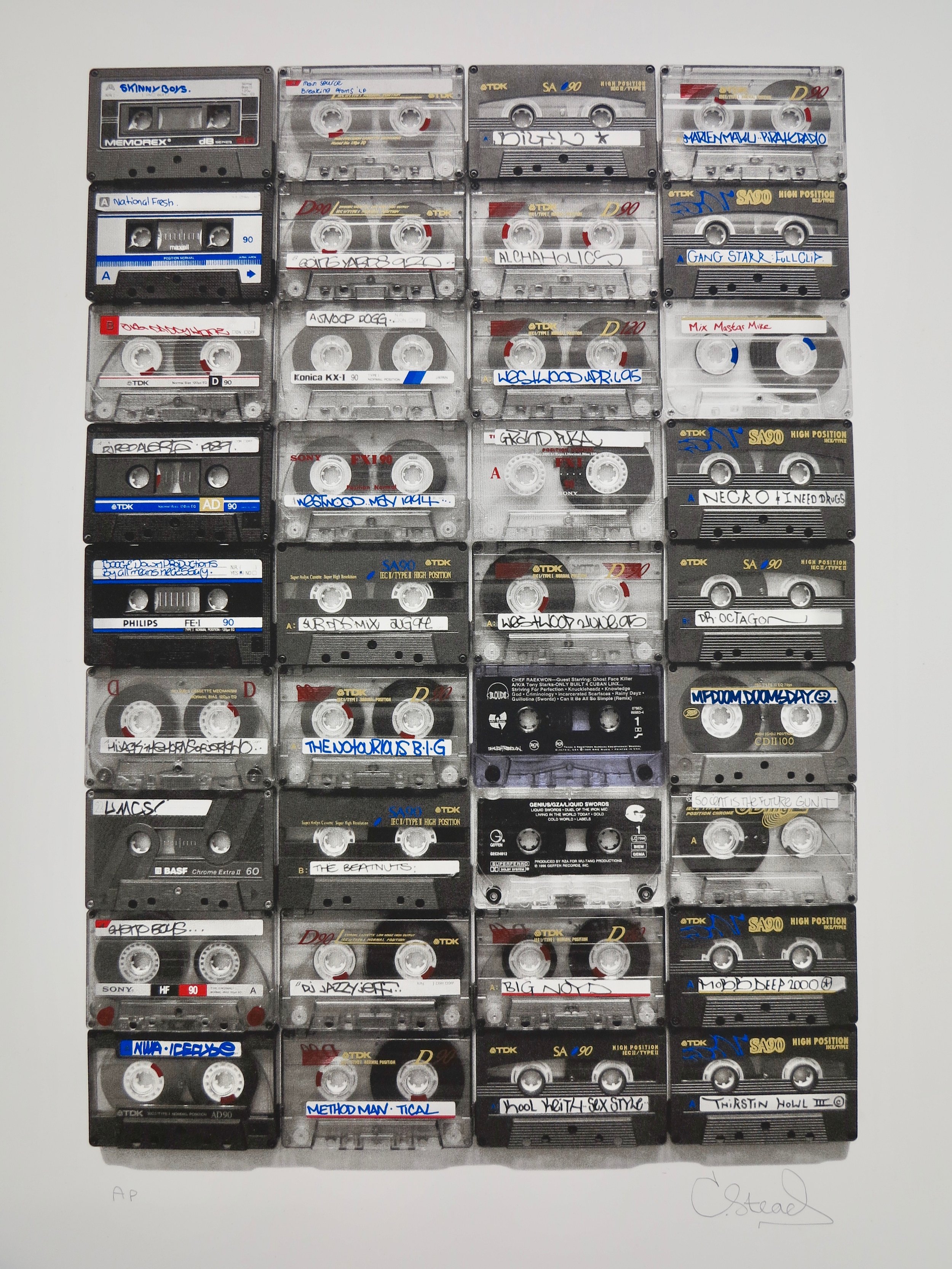   20th Century Rap Classics (The Purple Tape).   7 Colour Screenprint on Somerset Satin White 410gsm Paper.  75 x 55 cm.  Jealous Gallery @ Moniker Art Fair, London (2018). 