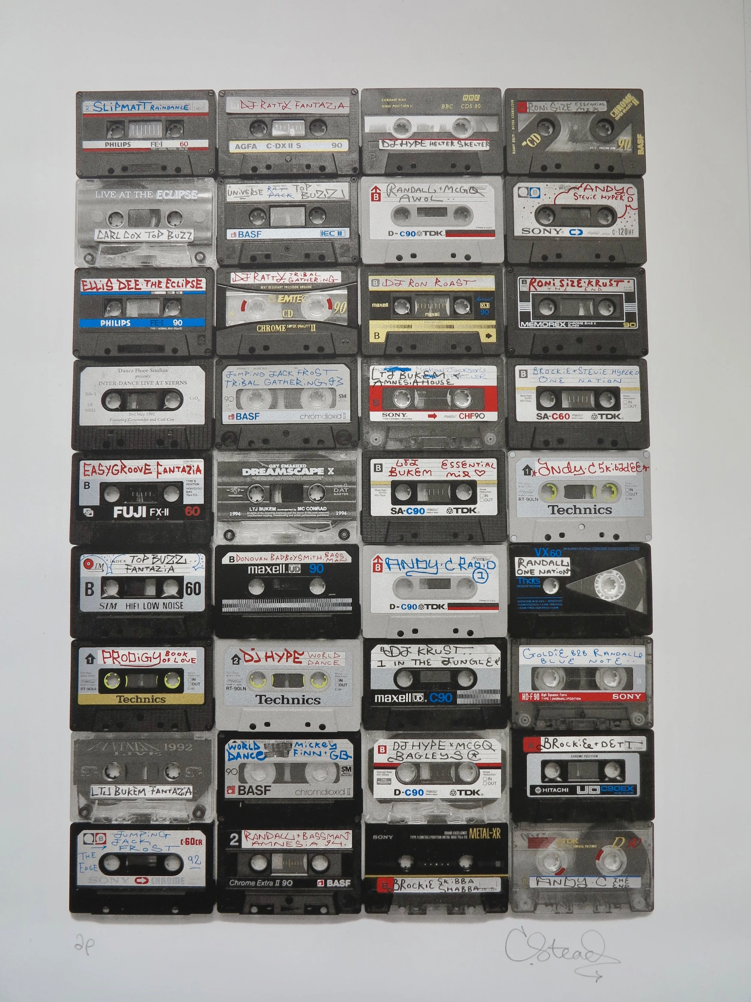 20th Century Rave Classics (B Sides). 8 Colour Screen print on Somerset Satin White 410gsm Paper. 55 x 75 cm. Affordable Art Fair Hampstead, London (2019).