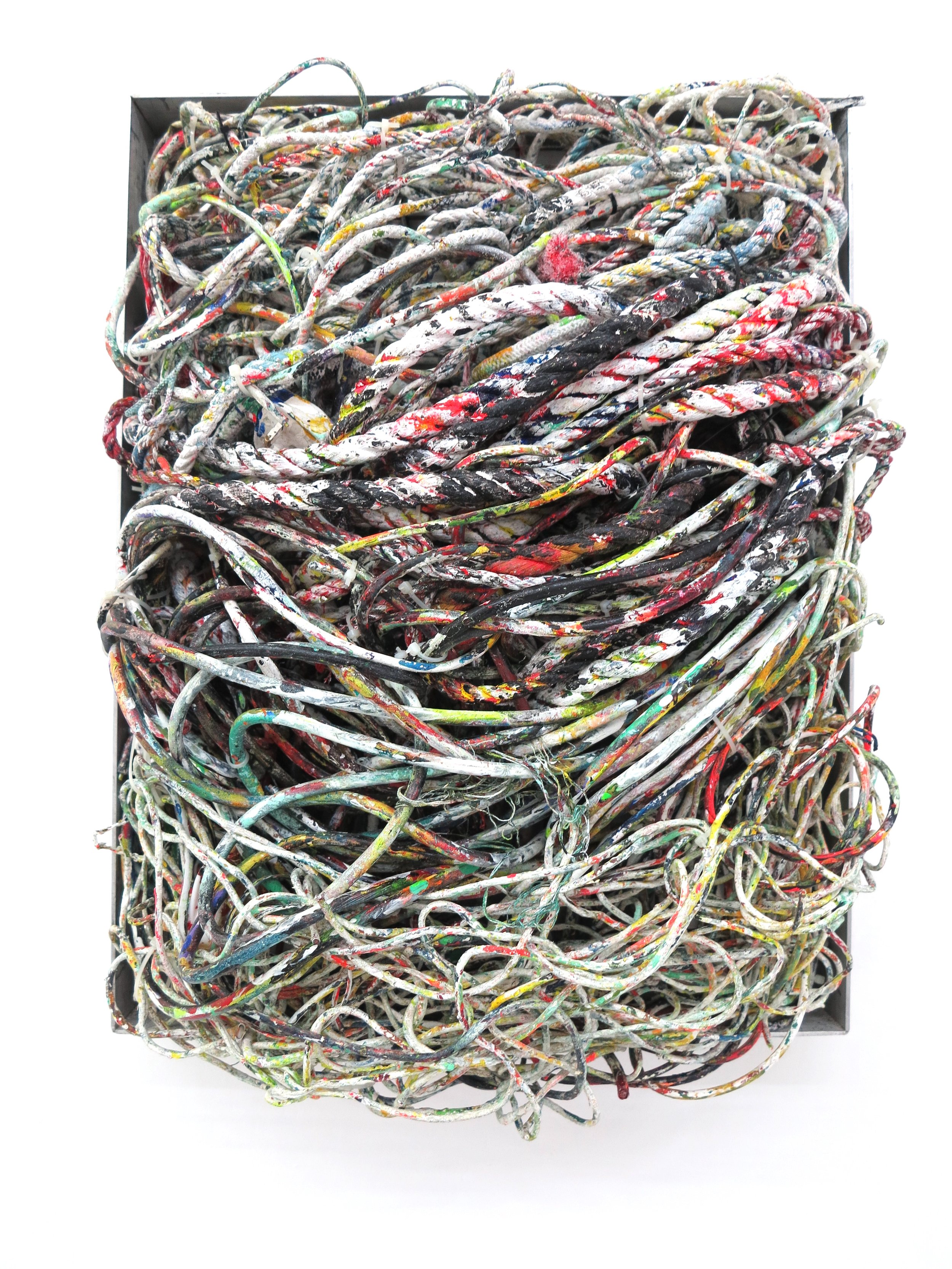   Short Circuit   Gleaned electrical wires, acrylic &amp; resin in a steel and aluminium frame  64 x 50 x 15 cm  Part of the  Autonomic Ambience Vol 1  solo presentation with Ruttkowski;68, at Pop;68, Cologne, Germany 2023 