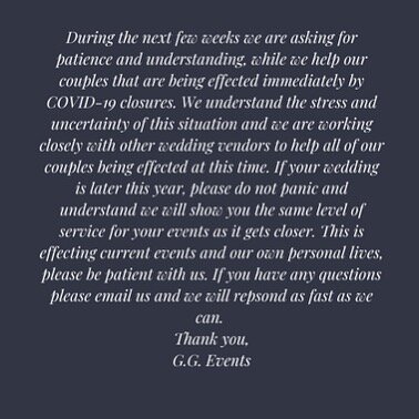 Please be kind and understanding we are all working very hard and dealing with our own lives being turned upside down with school being closed. We will continue to work hard for all of our clients. #COVID19andyourwedding #jacksonvilleweddingplanner #