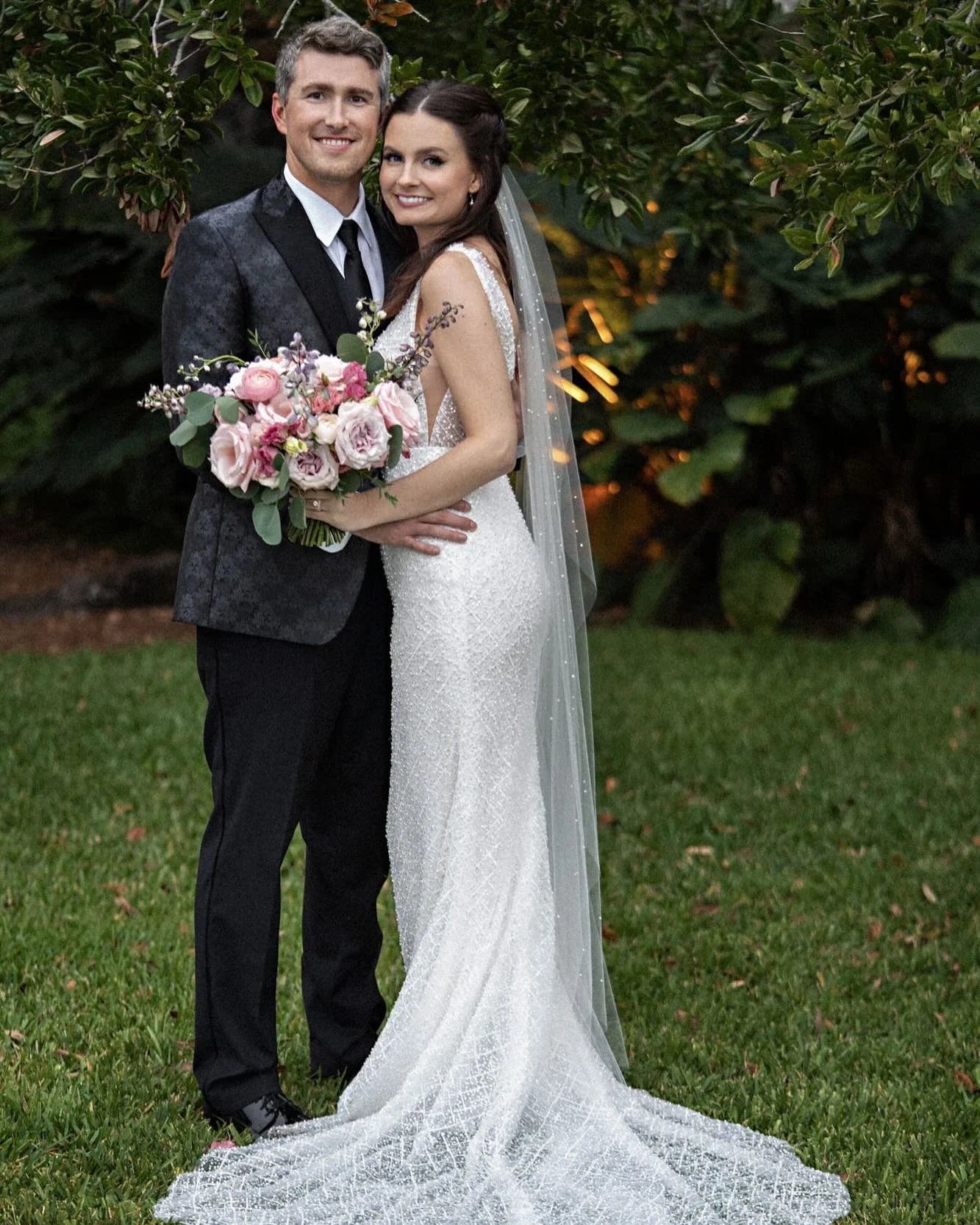 Happy Anniversary Savannah and Ray! Here’s to a lifetime of laughter, love, and endless memories together. #JustMarried #HappilyEverAfter #ForeverOurs #happyanniversary #pinkwedding #beadedweddingdress #jacksonvilleweddingplanner #jacksonvillew