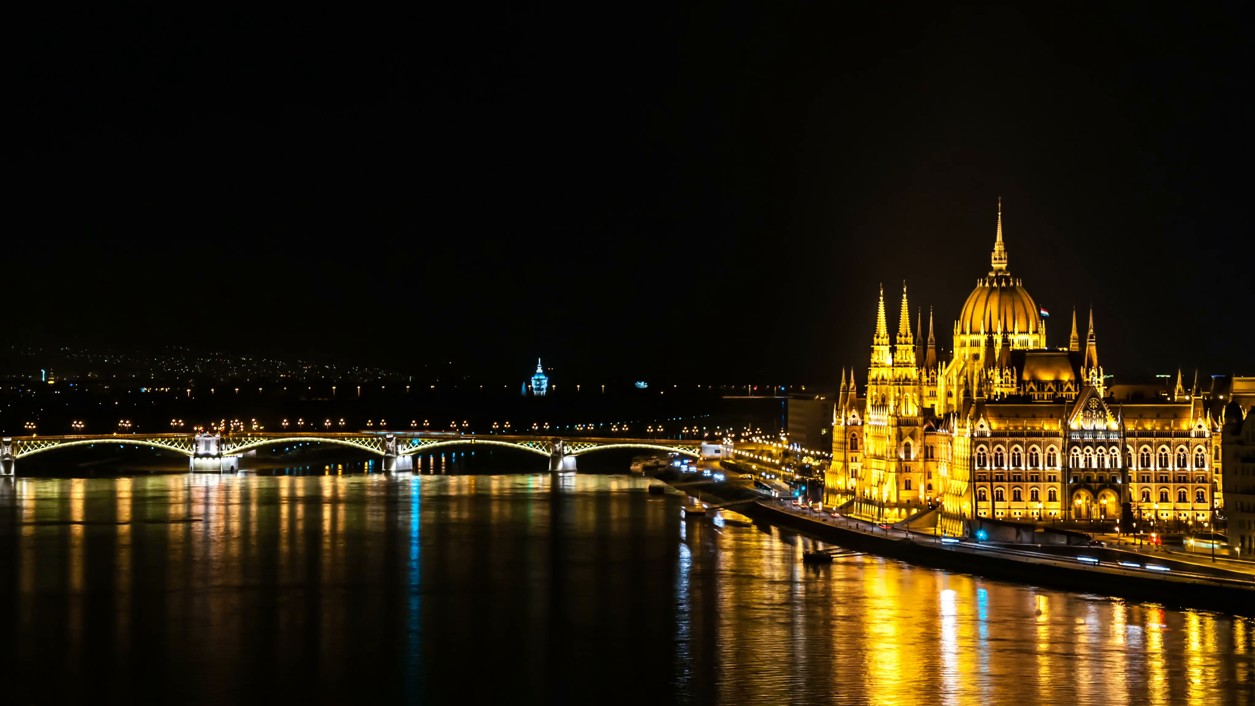 The Chain Bridge, Danube &amp; Parliament Building