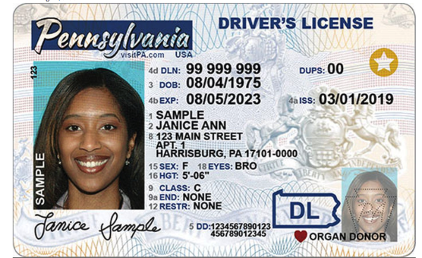 Example of Real ID drivers license in another state, same star Real ID symbol.