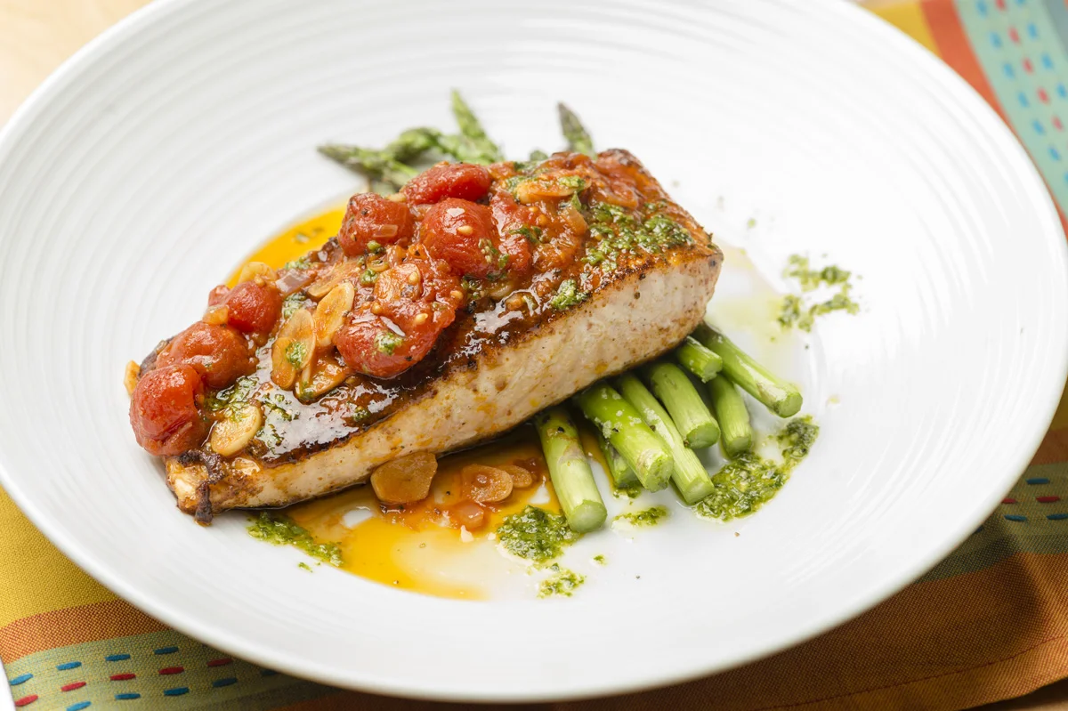 enjoy a casual dinner featuring fresh fish and steaks