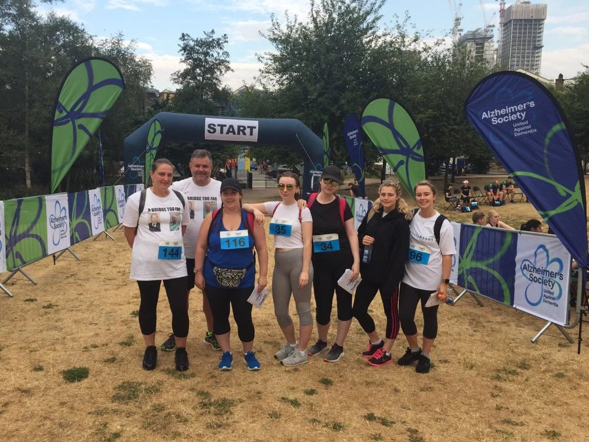 Georgia Leighburn-Cook pictured far right before the 26 mile trek across London