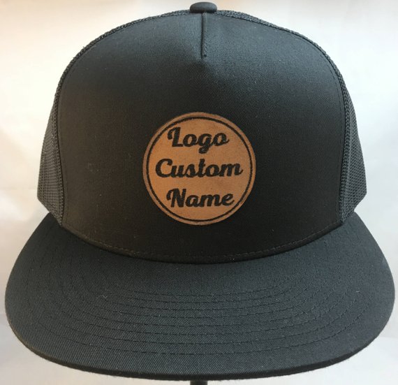 Leather Hashtag Black Patch Engraved Trucker Hat One Legging it Around #thieke