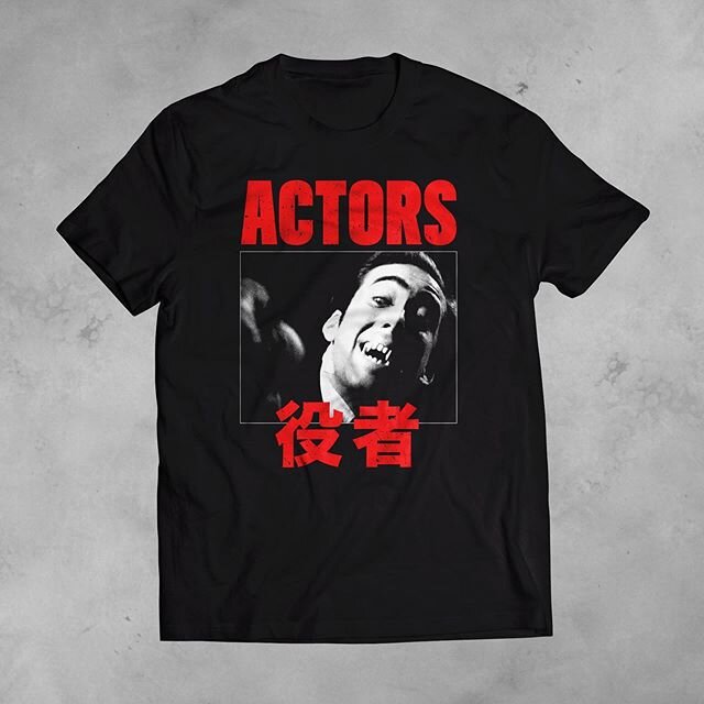 ACTORS are hard at work on the new record and the first single is only weeks away! In the meantime we present the new Vampires Kiss T-SHIRT celebrating Nicholas Cage at his finest. 
Available for order here:
https://actors.bandcamp.com/merch/vampires