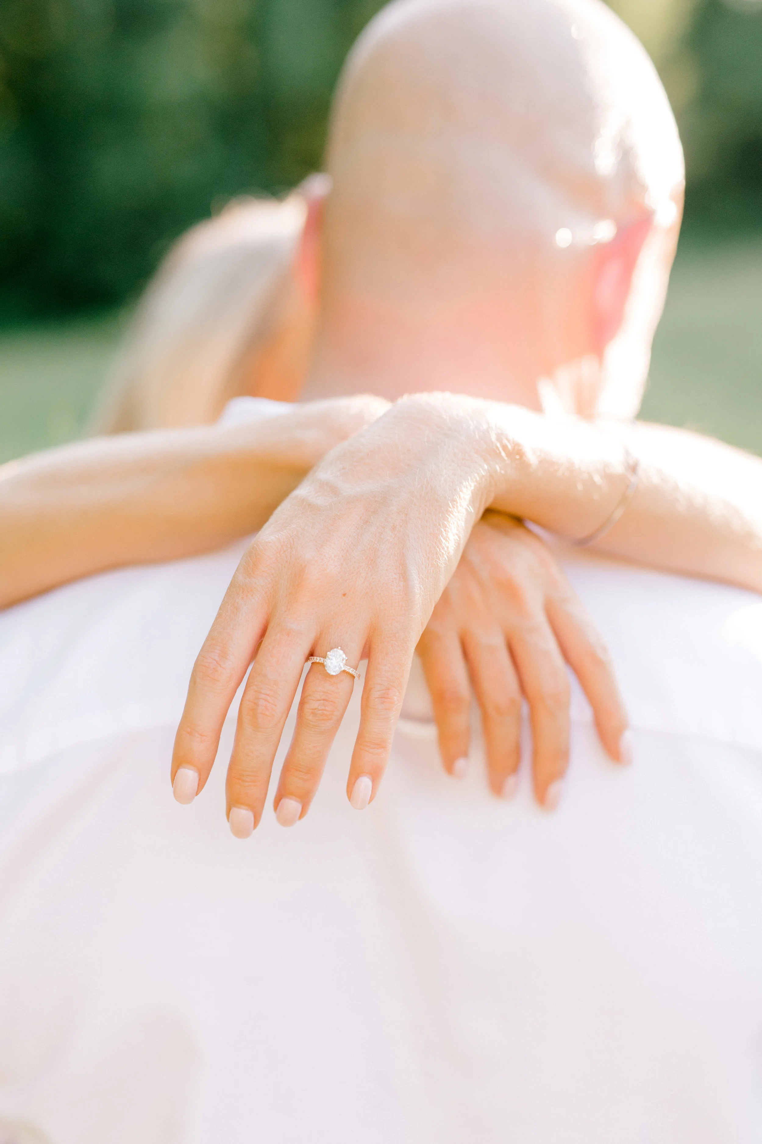 Another look at that beautiful oval diamond ring for Liz and Bill’s romantic sunset woodland engagement session at Parque at Ridley Creek