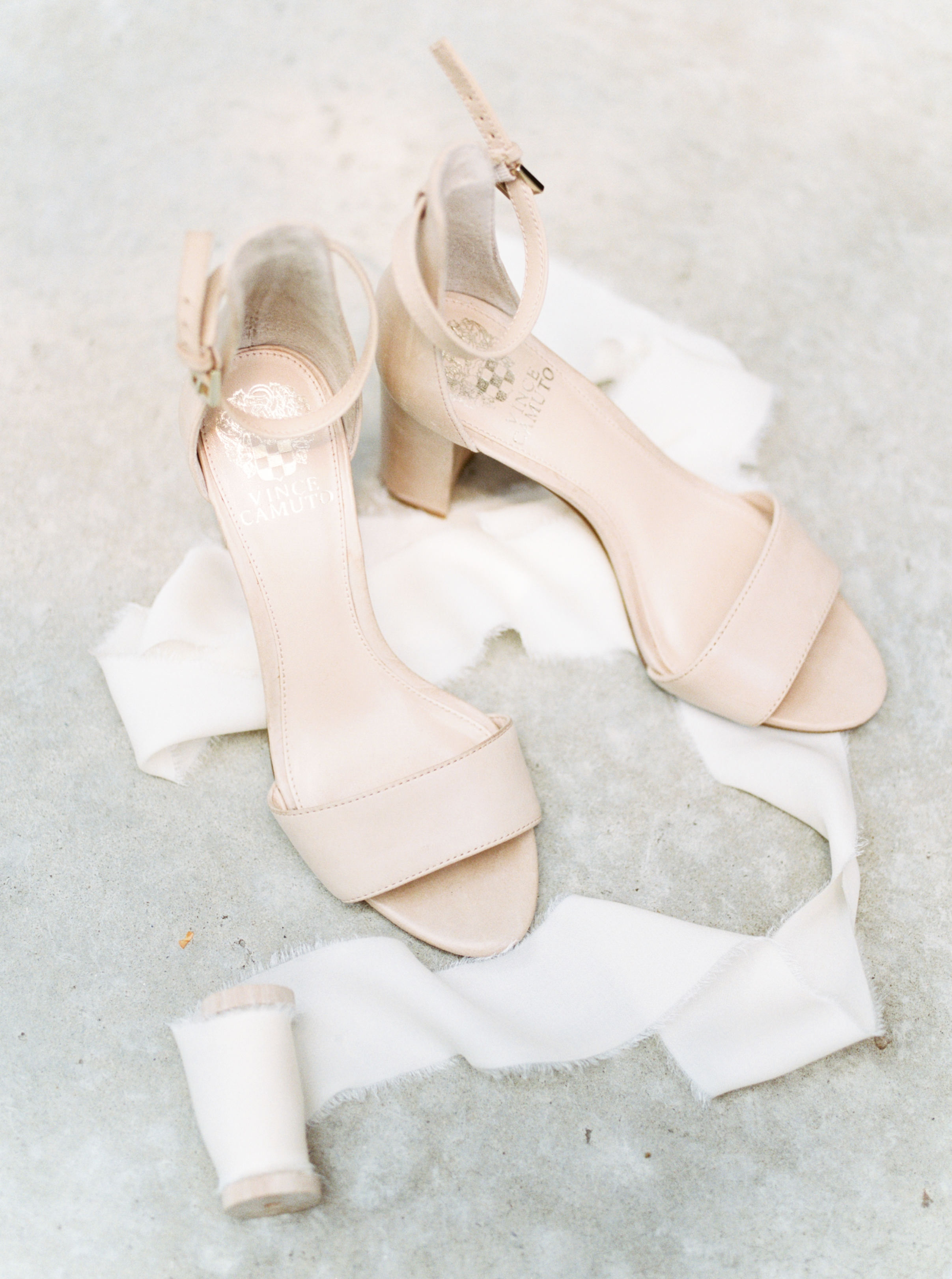 Classy nude peep-toe wedding heels with block heel from Vince Camuto for a summer wedding at Hotel du Village.