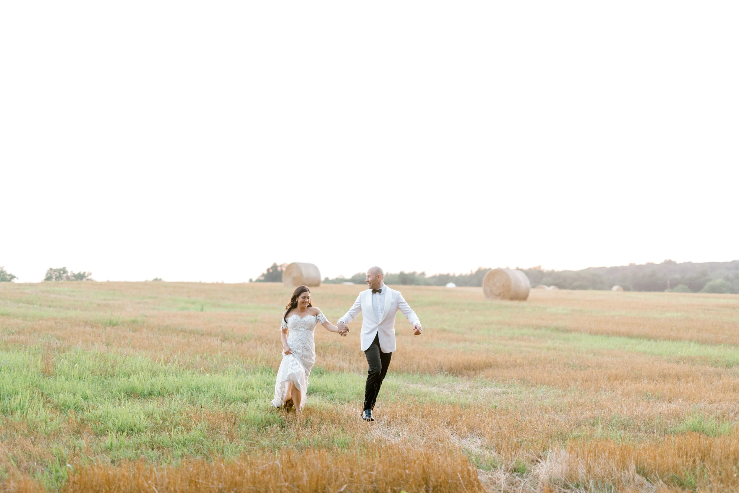 Running through a wheat field dressed to the nines on your wedding day is as romantic as it gets.