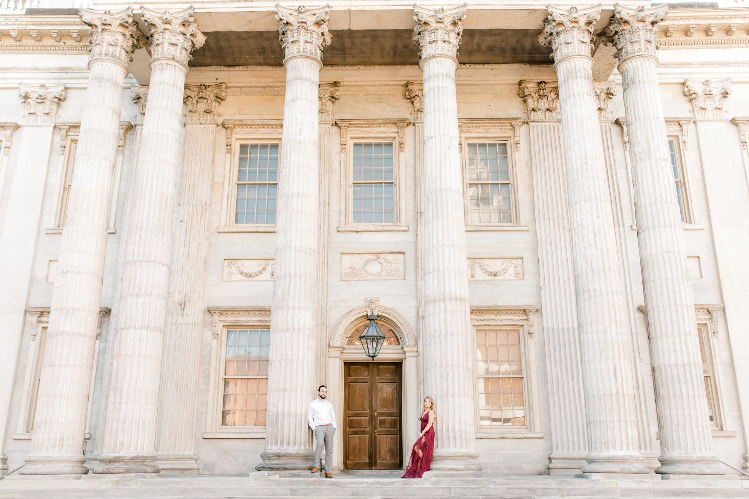 The classic architecture of Old City, Philadelphia makes for such a romantic and dramatic backdrop for a bright fall engagement session.