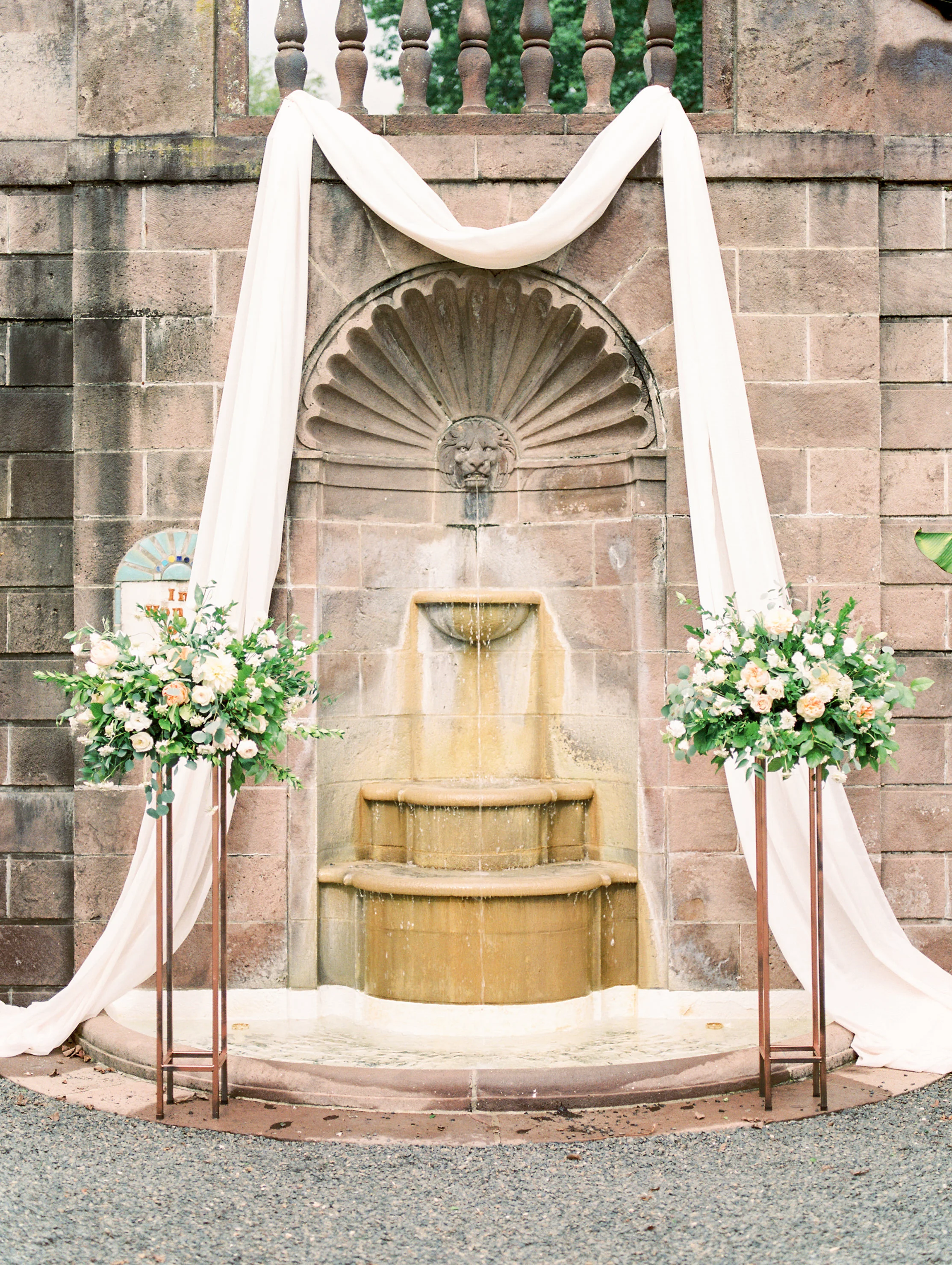 A touch of a European garden dream right in our backyard from this ceremony set up at Alicia and Mike’s bright boho chic Tyler Gardens wedding in Bucks County