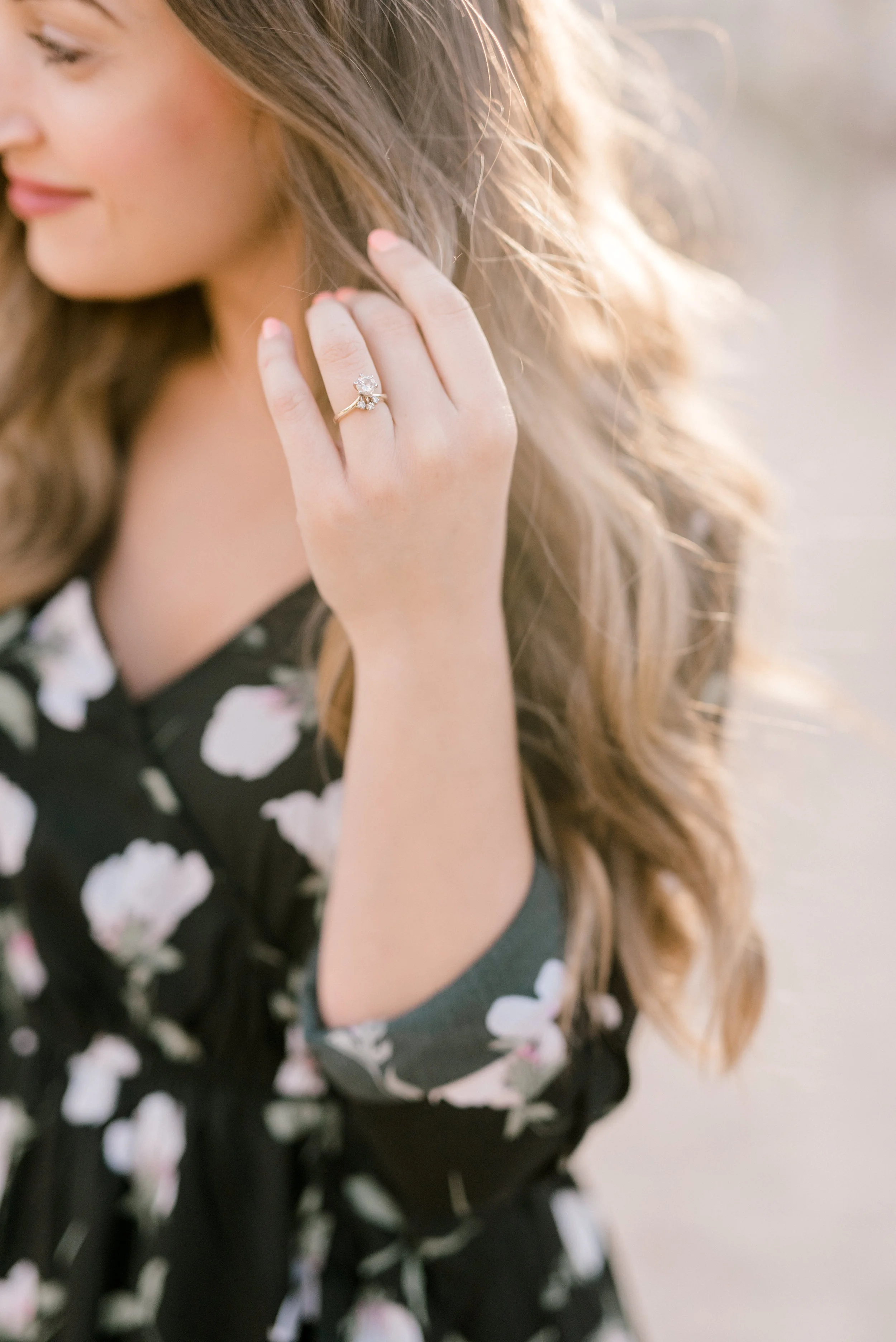 Have you ever seen a cooler modern engagement ring than this one from Jenna and Sam’s free-spirited desert engagement session in Joshue Tree