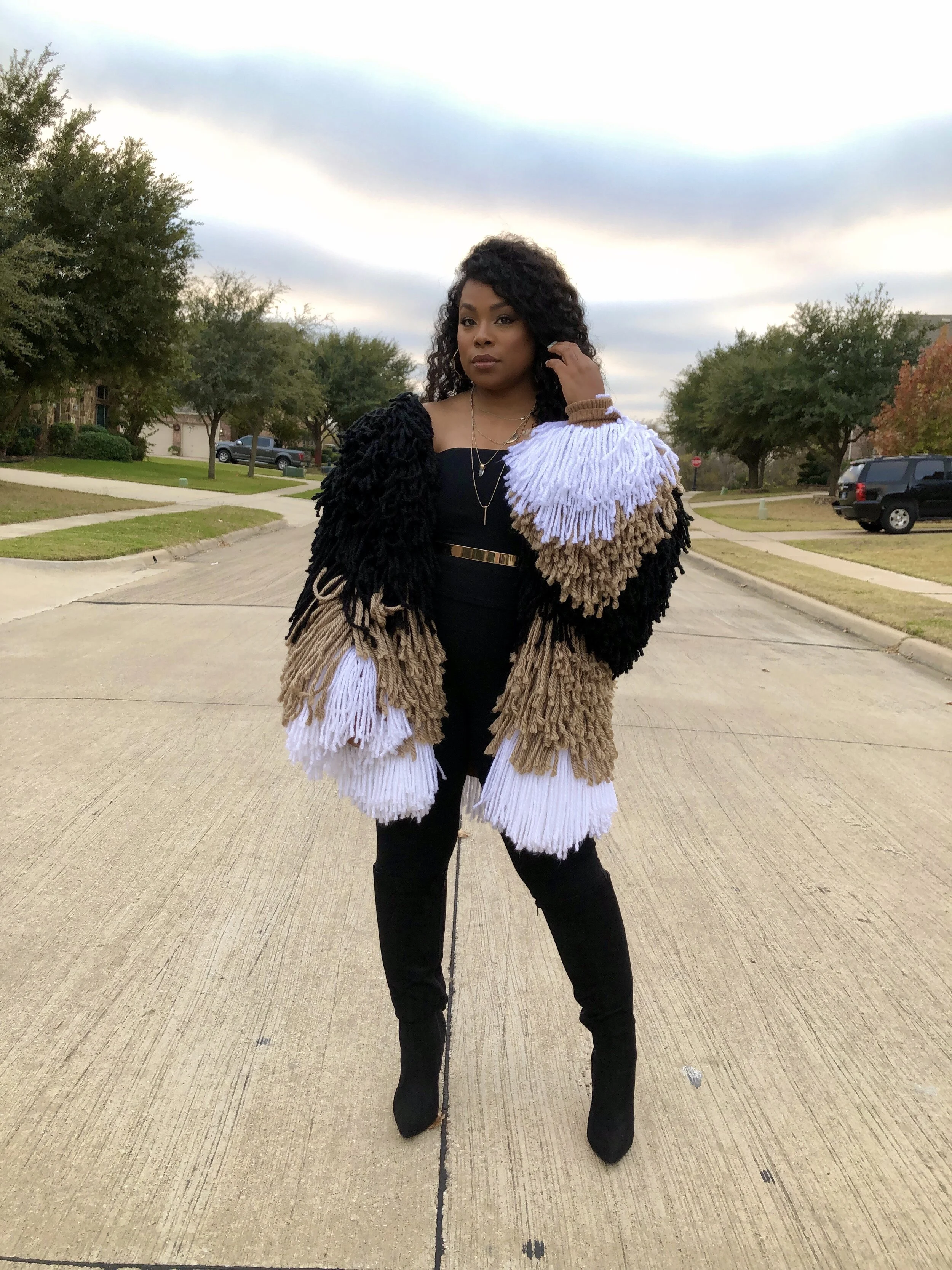 Upcycled Yarn Fringe Coatigan