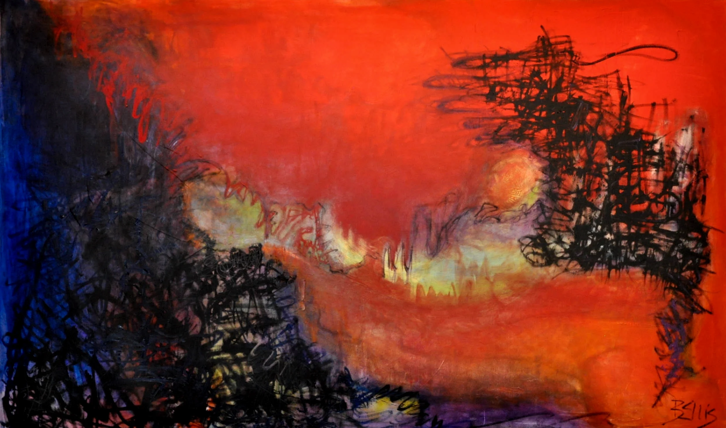 Divisive Season Acrylic and oil on gallery wrap. 42 X 70 X 1.5