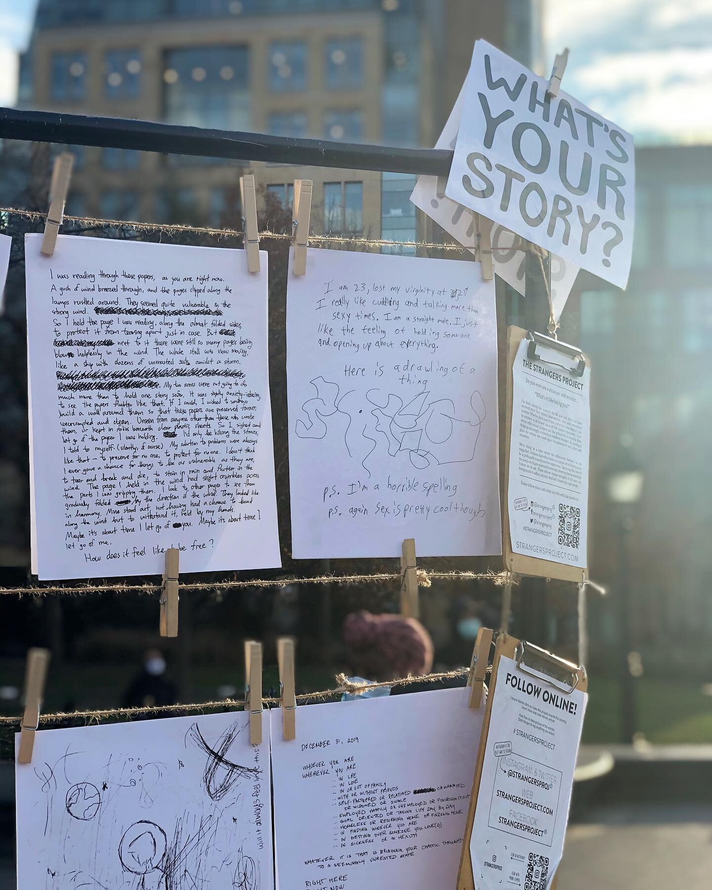 I first stumbled upon @strangersproj a little over a year ago. Without knowing what this project was about, I was immediately drawn to it. I spent a long time reading the handwritten notes on display, wanting to honor each story by giving it my full 