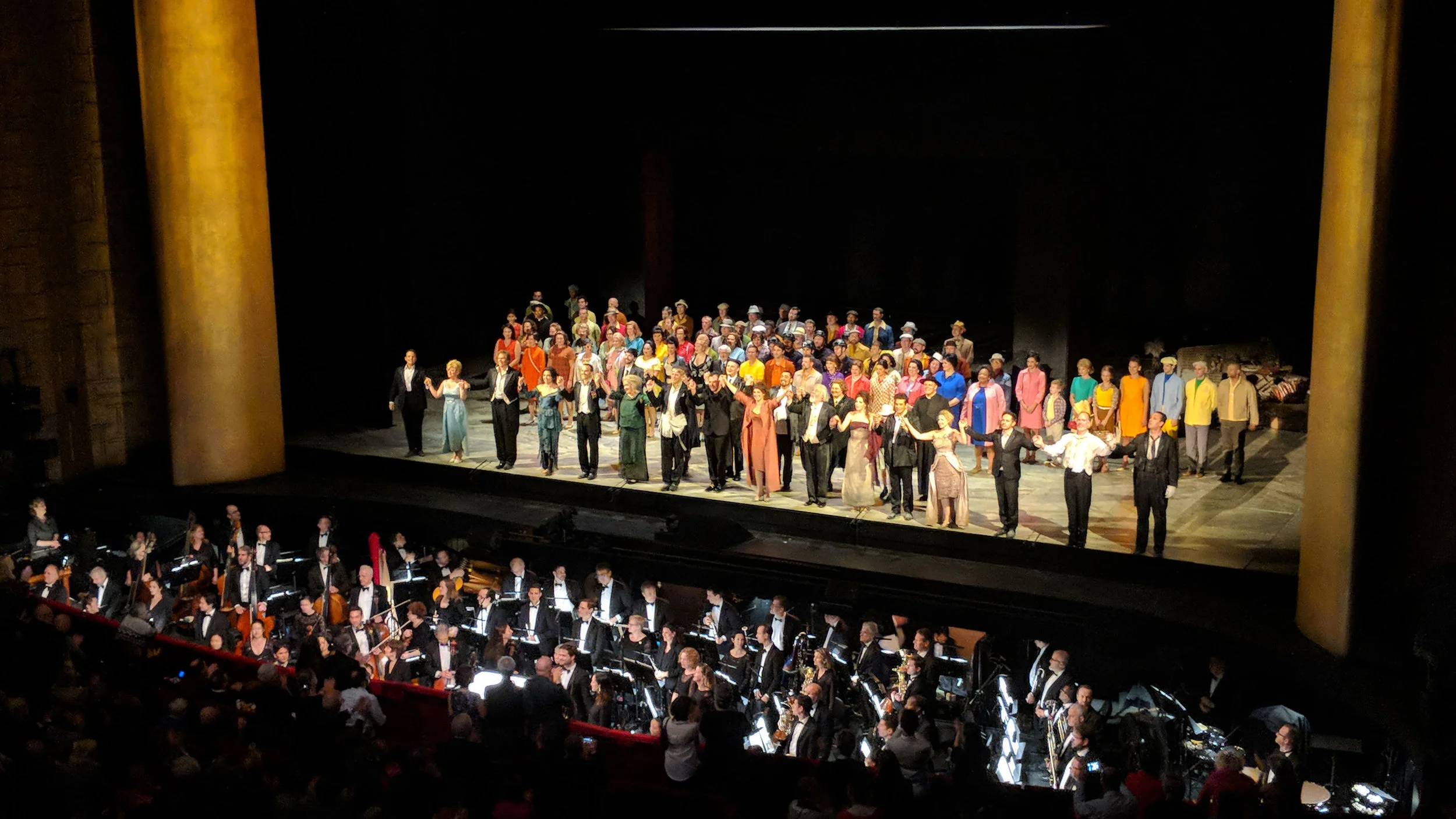Curtain call after a performance of The Exterminating Angel, by Thomas Adès, at The Metropolitan Opera