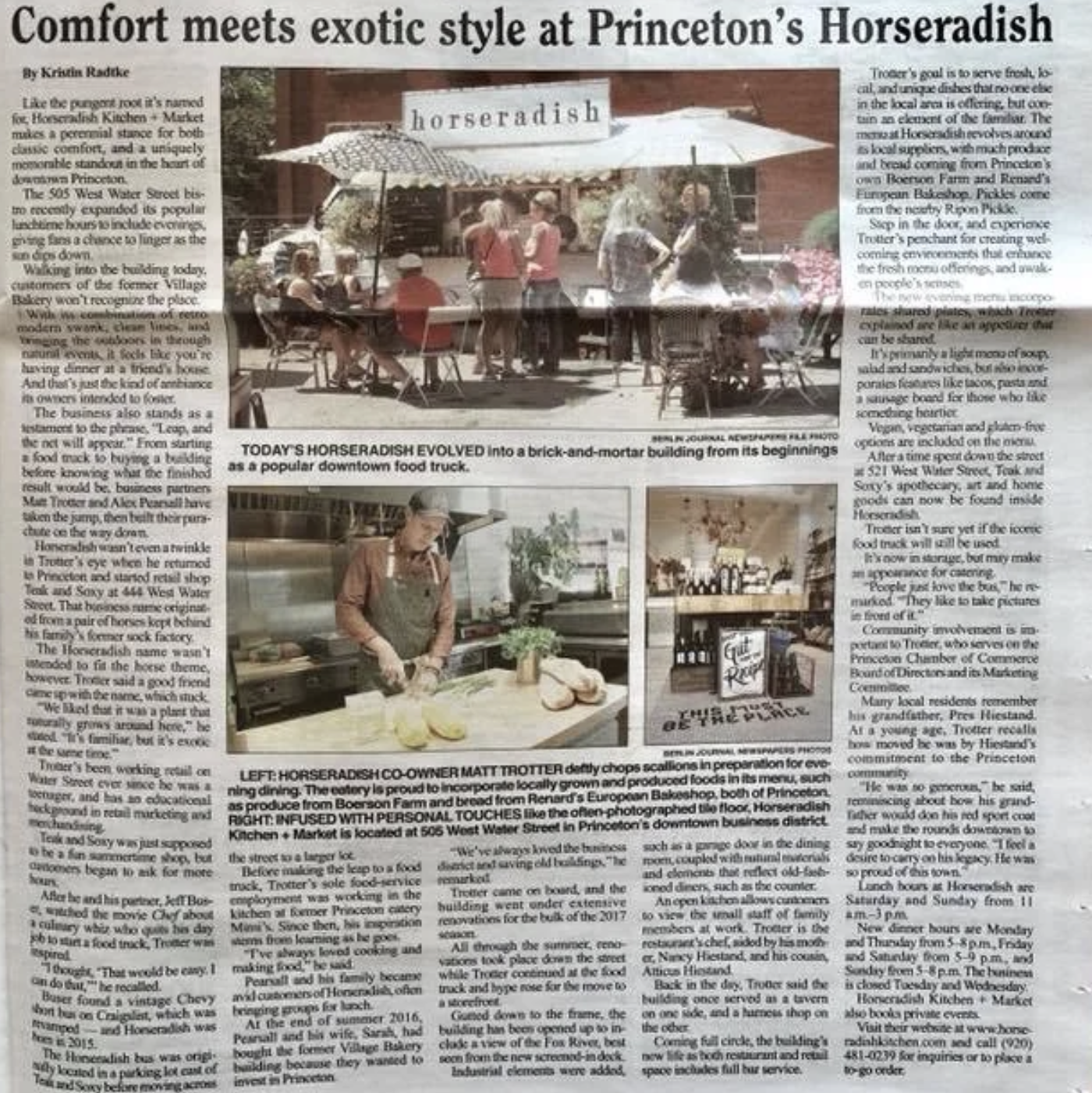 Comfort meets exotic style at Princeton's Horseradish