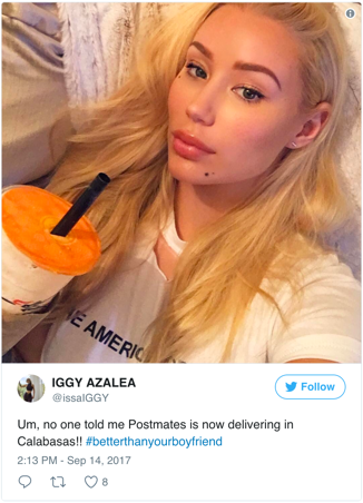 Australian Rapper, Iggy Azalea, using the launch hashtag.