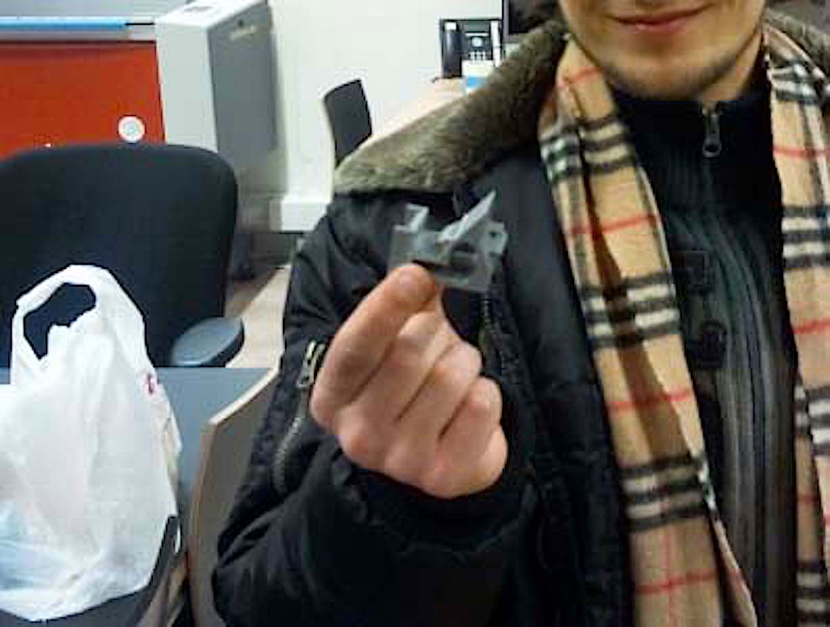 Smartphone stand designed and 3D printed by one of the male participants