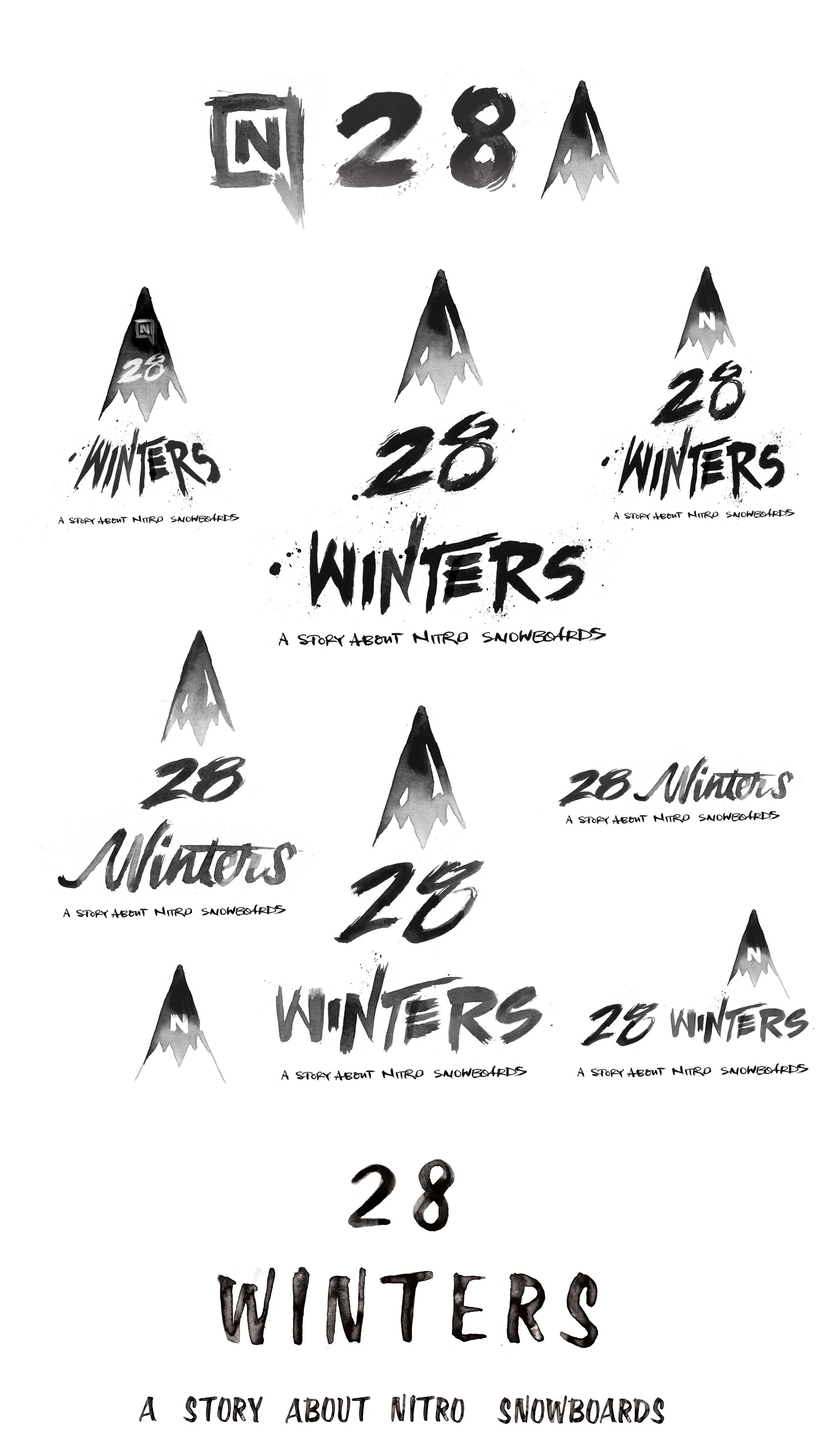 Original watercolour Concept sketches for the 28 Winters Logo.