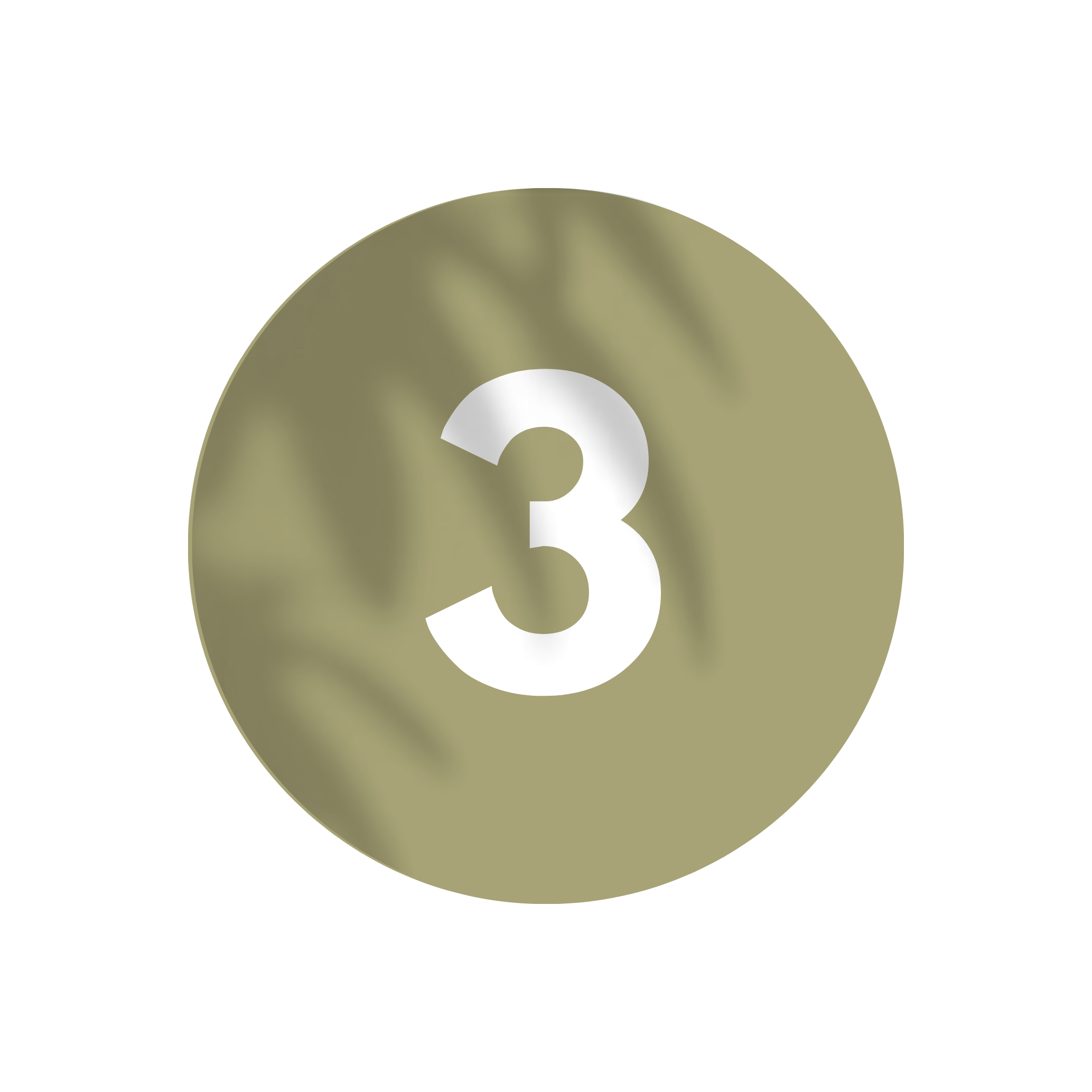 Close-up of a metallic object with a question mark symbol in the center, fading from greenish to beige color.
