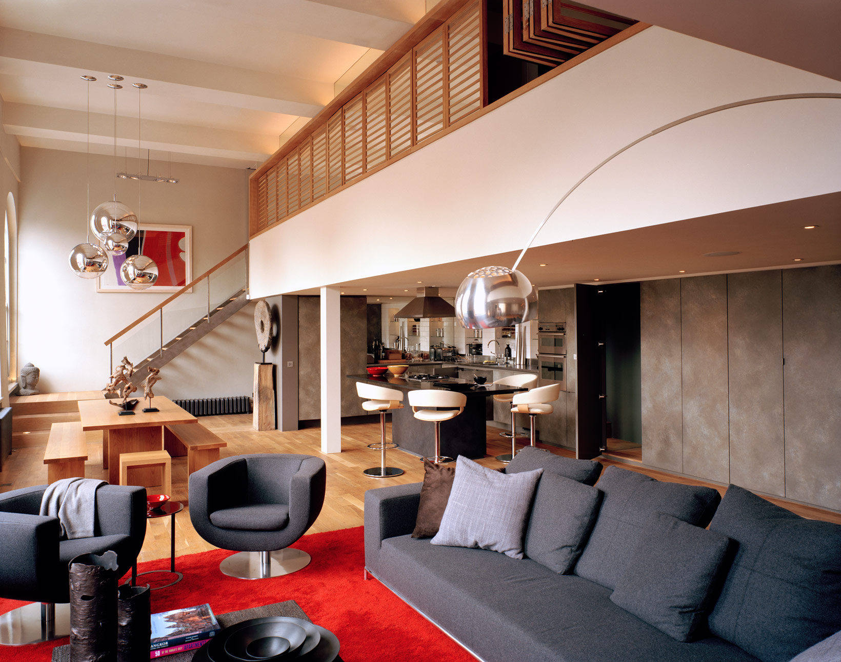 Islington Apartment - London This apartment is a Grade 2 listed former ballroom. The ceilings are 4.7 metres high allowing space for a mezzanine down one side. Total area is 180sq.m.