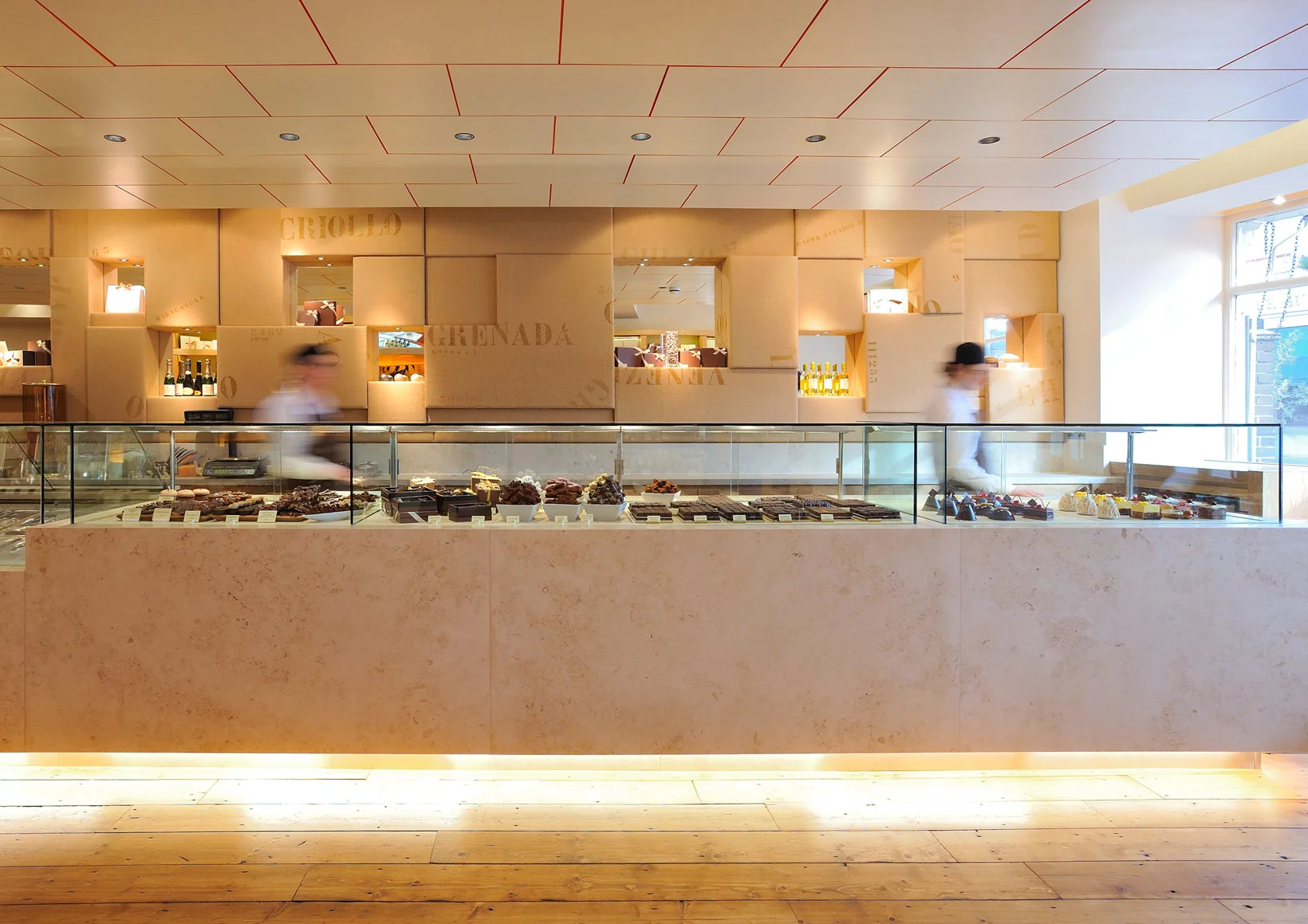 William Curley - London This is a new shop and dessert bar for renowned chocolatiers William & Suzue Curley, comprising 90 sq.m ground floor retail space and 60 sq.m basement.