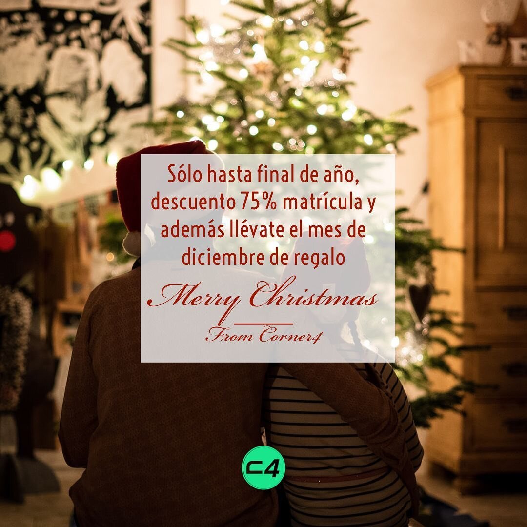 &iexcl;Ya es Navidad en @corner4! 
🎄 🎁 

Inscr&iacute;bete ahora y disfruta del mes de DICIEMBRE totalmente gratis y de la matr&iacute;cula al 75 %💫

Acaba el a&ntilde;o con nosotros de la mejor manera, &iexcl;practicando deporte y ganando salud y