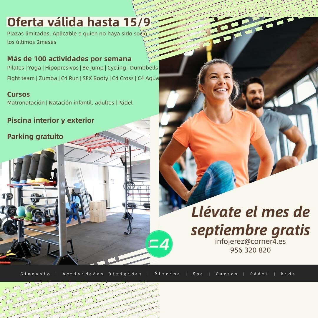 &iexcl;SEPTIEMBRE GRATIS!
➡️Inscr&iacute;bete antes del 15/09 y te regalamos este MES 🎉

🔋 Volvemos con las pilas cargadas 🔋 

&iexcl;Que mejor momento para apuntarte al gym que AHORA!

Inf&oacute;rmate en recepci&oacute;n y date prisa porque las 