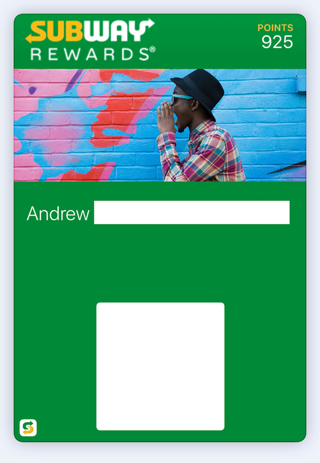 Subway Rewards Apple Wallet QR Code