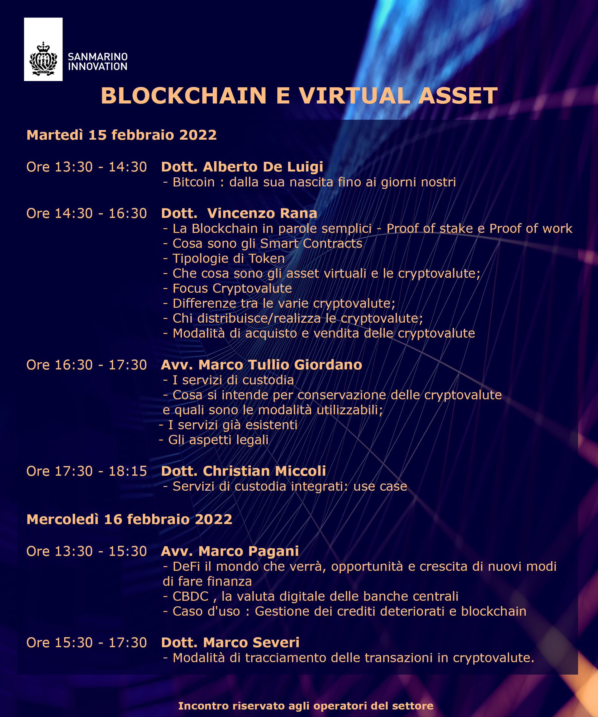 Workshop online: Blockchain e Virtual Asset