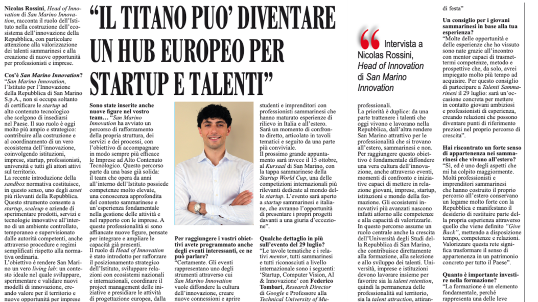 Il Titano può diventare un hub europeo per startup e talenti