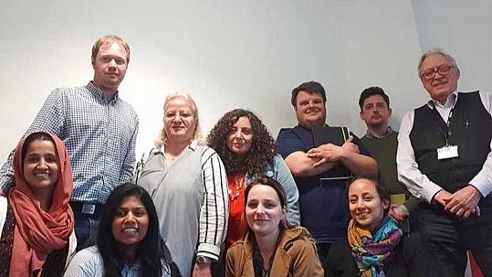 Photo from our inaugural branch committee meeting as a group in Derby with several members; Top L-R: Joshua von Fragstein, Eleni Tracada, CInzia Russo, Mick Hodgson, Paul MacMahon, Graham Markwell Bottom L-R: Ayesha Batool, Rangika Fernandopulle, Kasia Jakus-Lechowska & Andreina Marquina Portillo