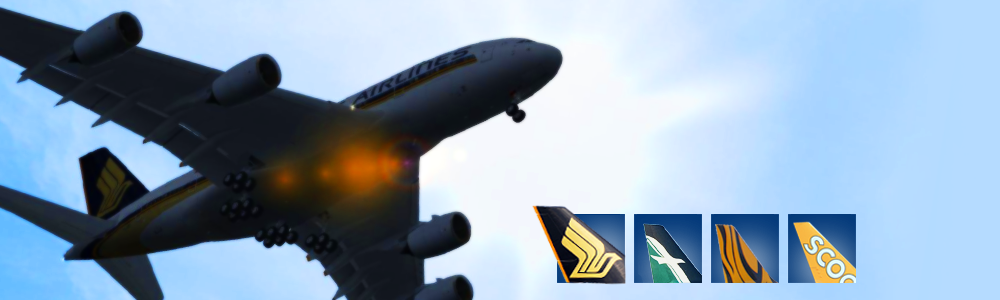 The carriers in the Singapore Airlines group before the merger of Scoot and Tigerair, image from singaporevirtualairlines.org