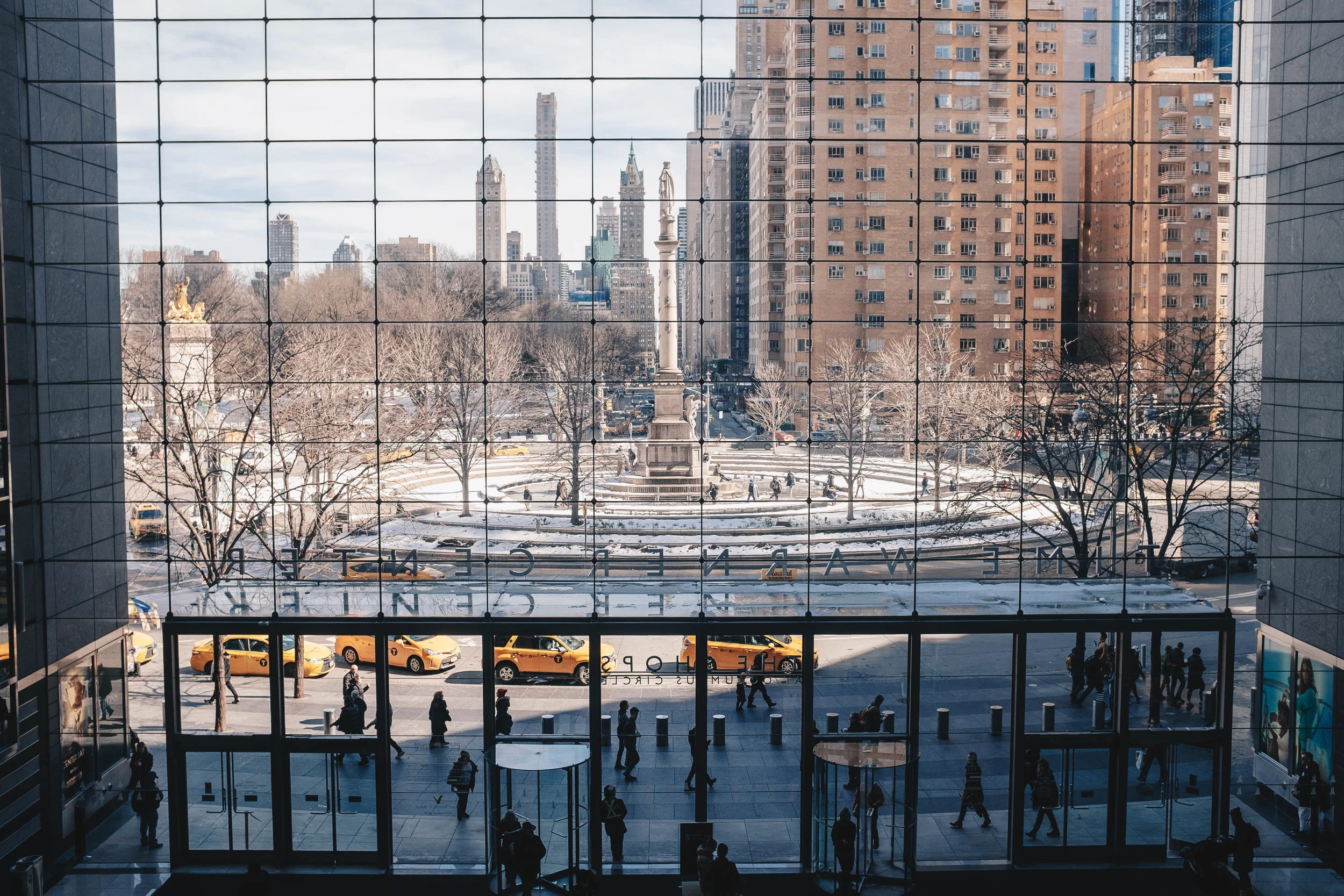 Broadway meets 59 St and 8th Ave at the SW Corner of Central Park, creating one of the city's most iconic places - Columbus Circle (view from the Time Warner Center at Columbus Circle)