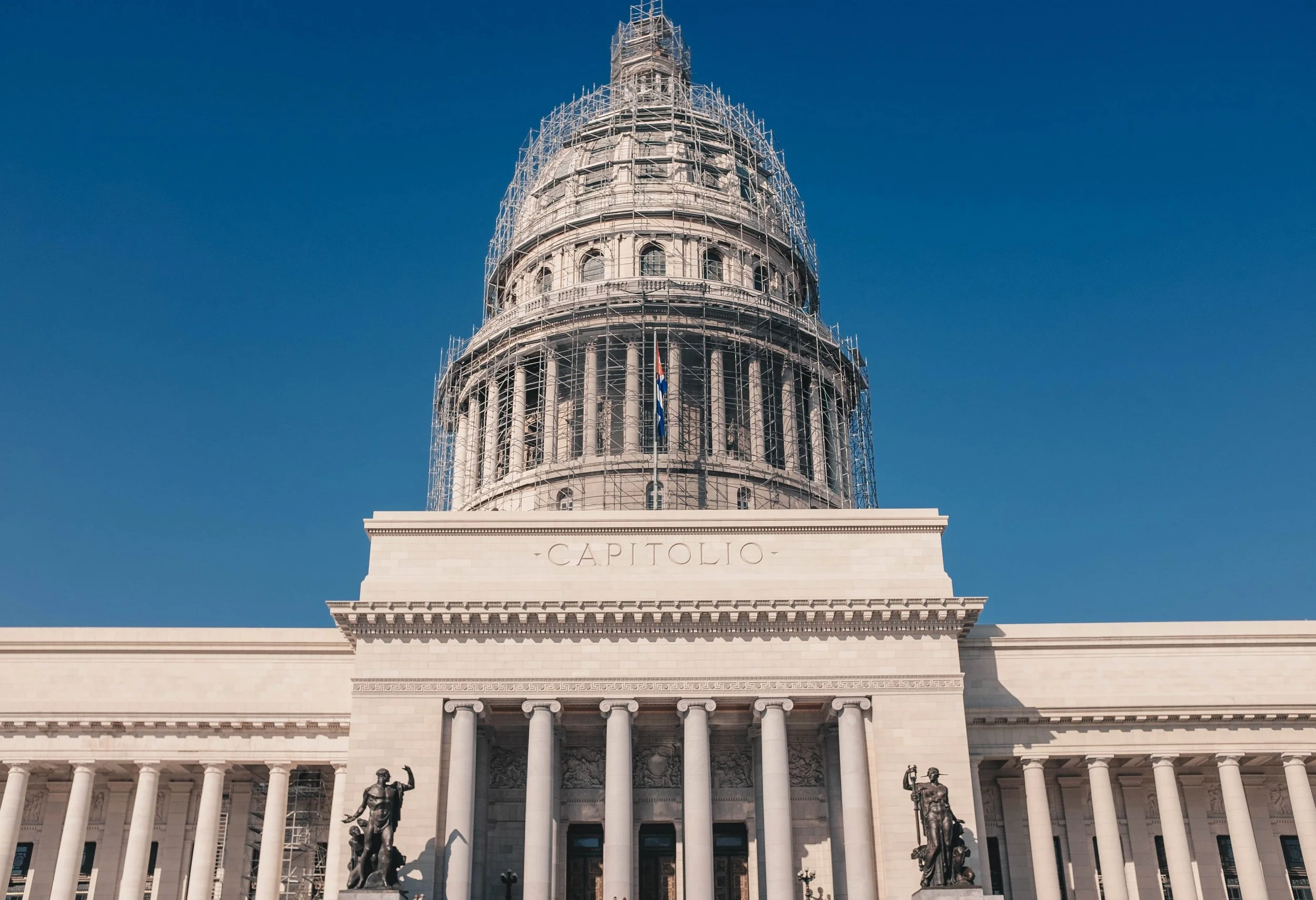 The iconic El Capitolio building is currently undergoing restoration works in order to allow the Cuban parliament to move in