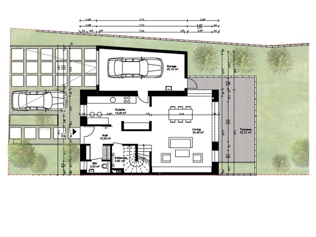 Vue en plan rez-de-chaussée