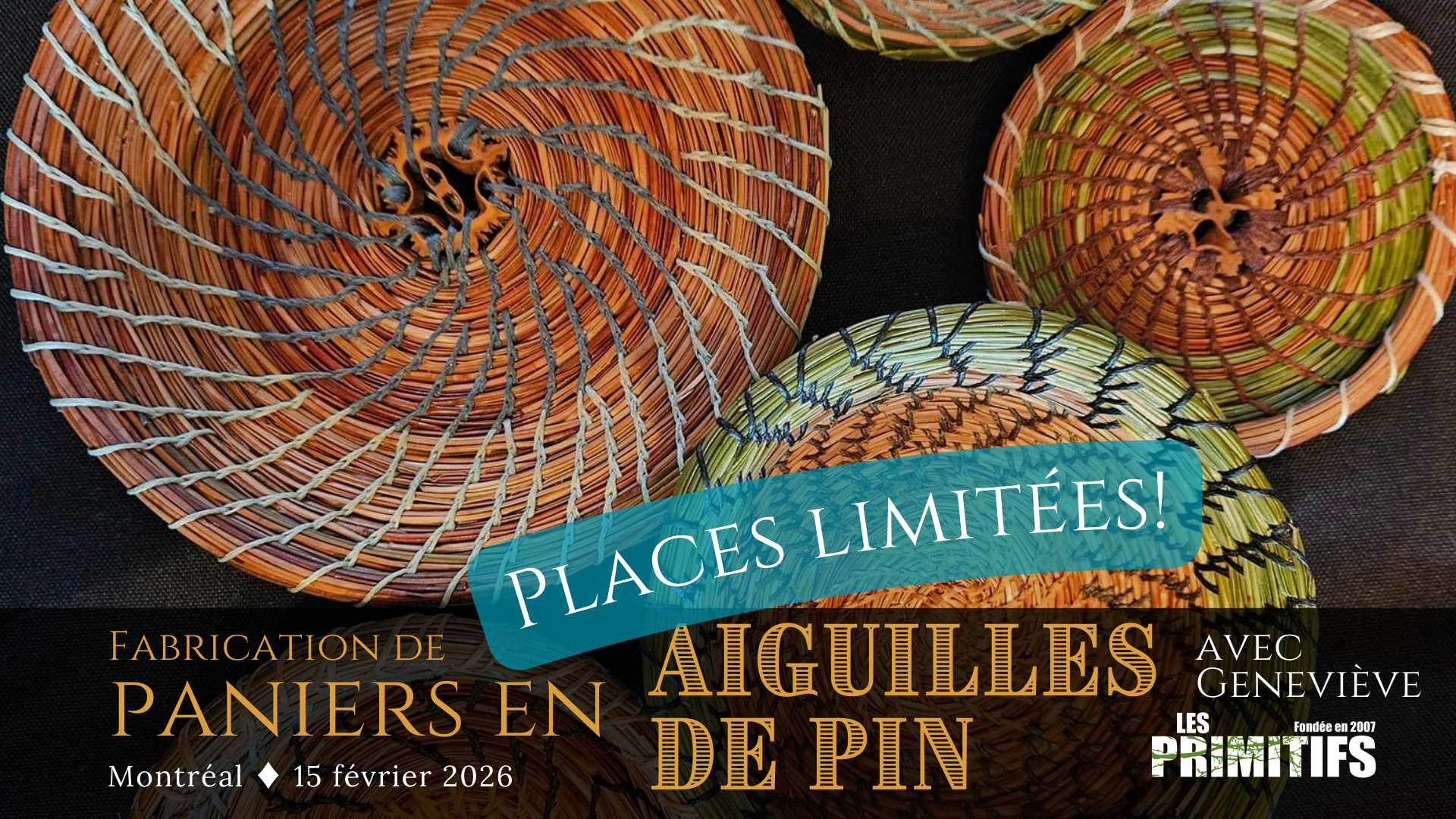 Fabrication de paniers en aiguilles de pin (Montréal)