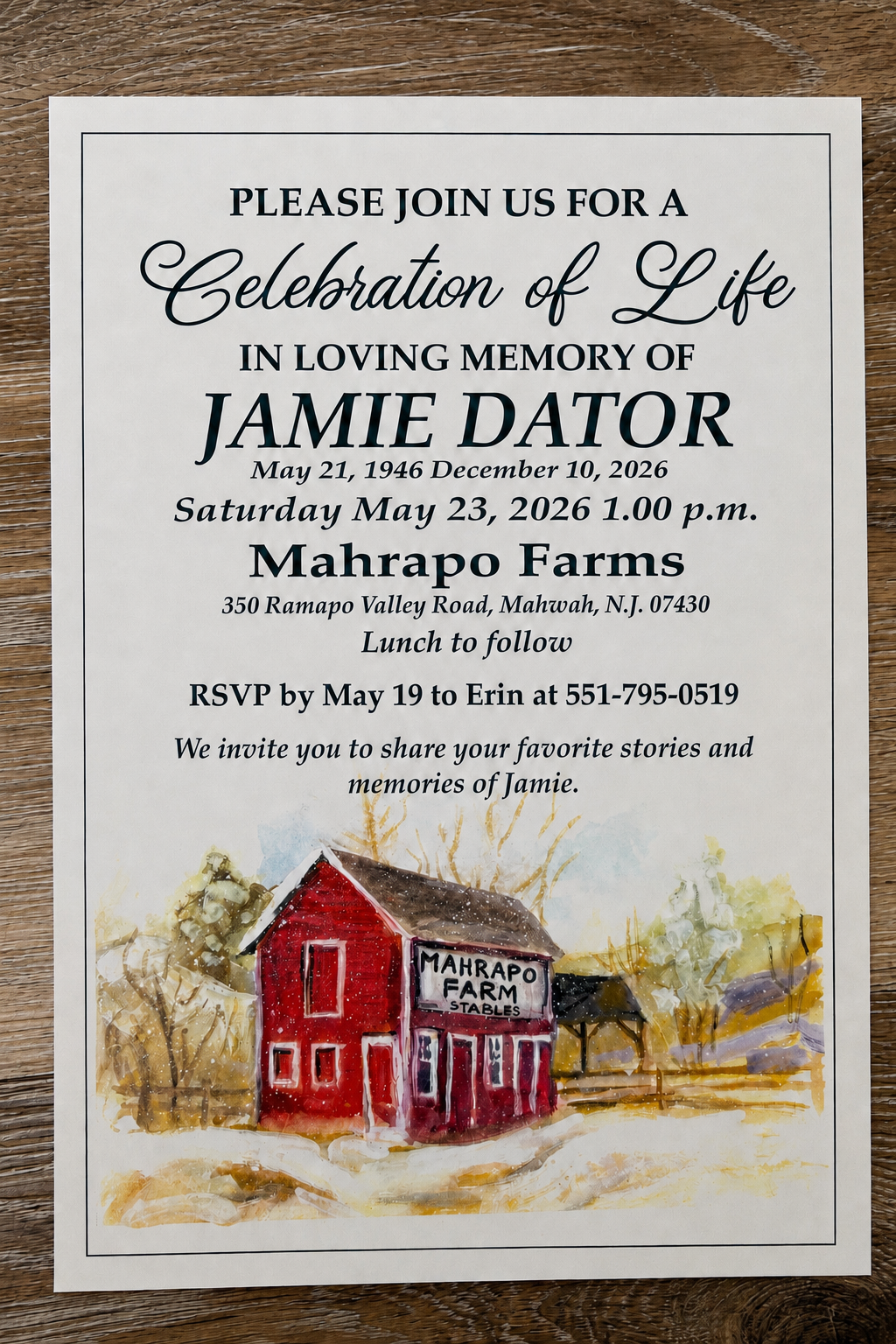 Celebration of Life - In Loving Memory of Jamie Dator