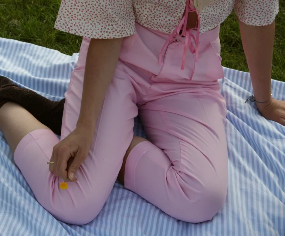summer suit women's pink trousers