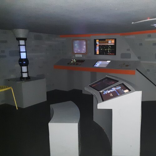  The spaceship is a very interactive area with lots of flashing lights and loud beeping noises. The room is dark and includes multiple screens the children can engage with by pressing different buttons that correspond to a part of the spaceship. The 