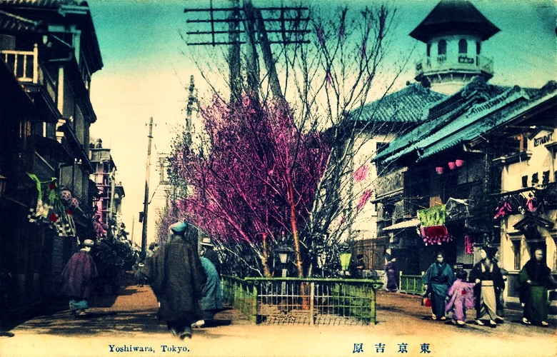 Tokyo's Yoshiwara pleasure quarter, antique postcard