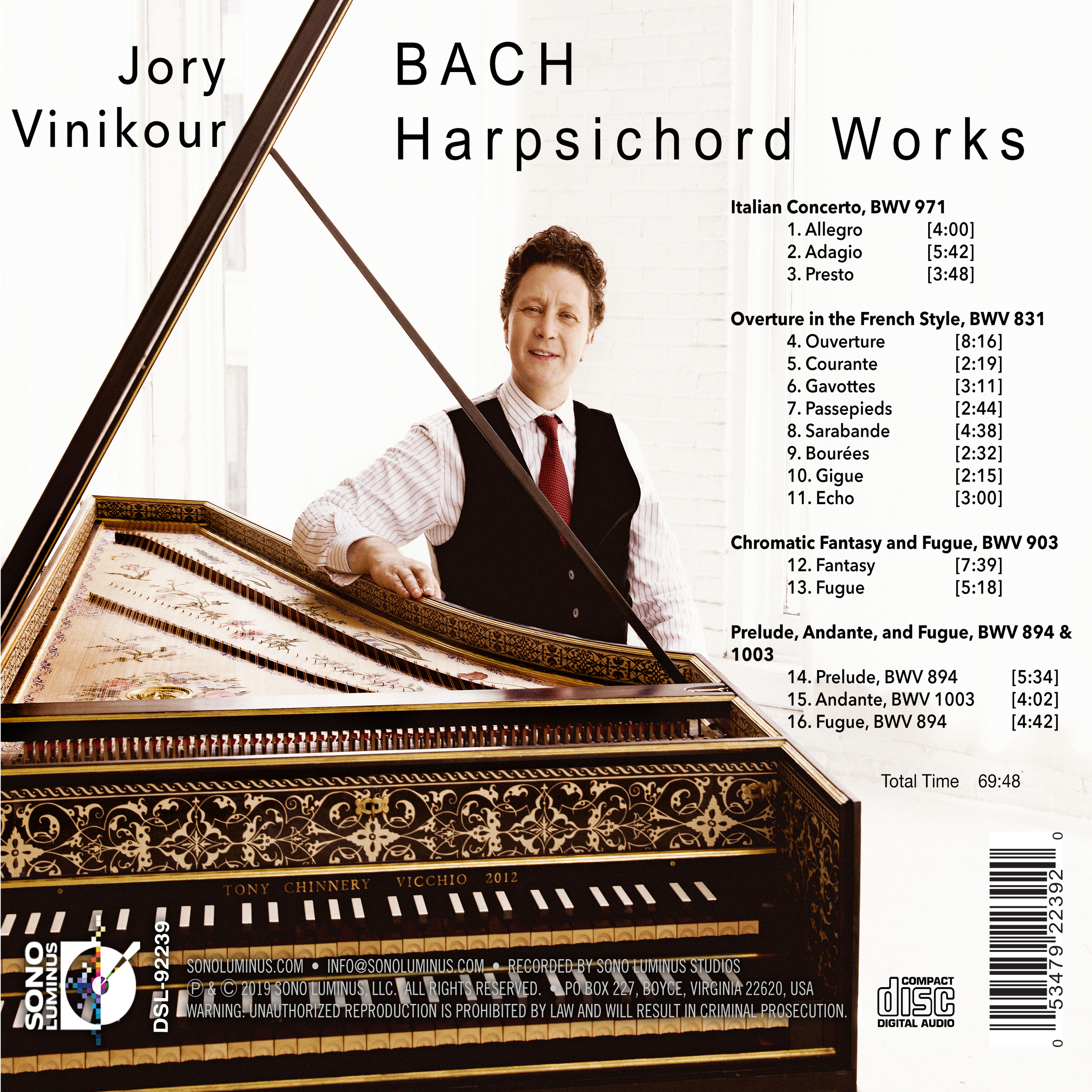 Works　Bach　Harpsichord　Label　—　Recording　Sono　Luminus　Studio　Record