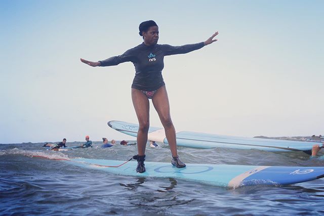 Ok, so this may be one of the most unflattering photos I&rsquo;ve ever taken (I was so focused on getting up on the board), but I don&rsquo;t even care...because I did it! I surfed for the first time in my life and it was SO much fun! Kudos to our aw