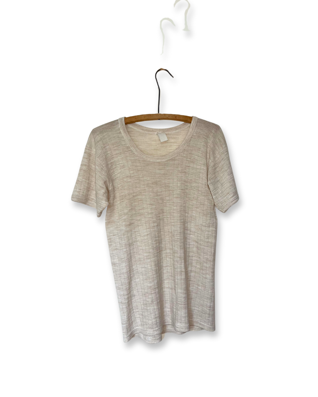 Cream Ribbed Tee | M-L