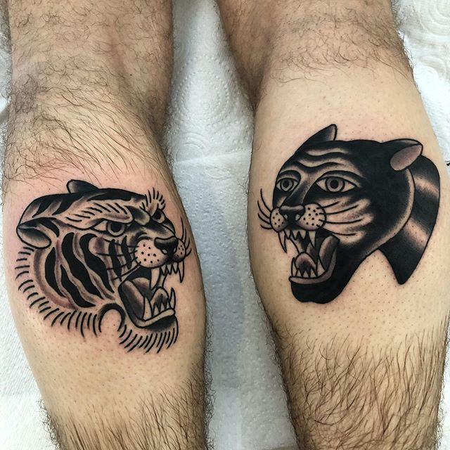 Pair of big cats for Chandler. Thanks so much mate, you did great! @blacklanterntattoo joshmarkstattoo@gmail.com